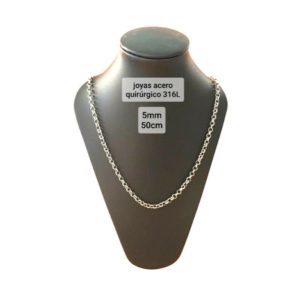 Mjc964.cadena rolo 5 mm .50cm.joyas acero quirúrgico 316L.