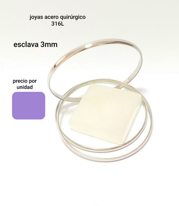 esclavas 3mm./Mm L .joyas acero quirúrgico 316L.