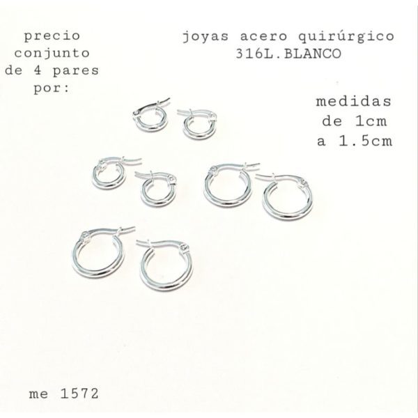 aros me 1572./1632.precio conjunto.de 4 pares surtidos sin elección.
