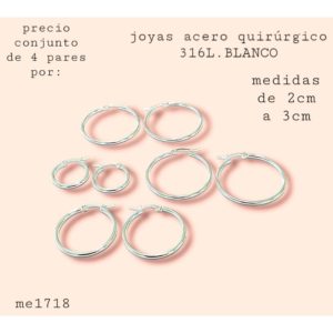 aros me1718.precio conjuntos de 4 pares surtidos sin elección.