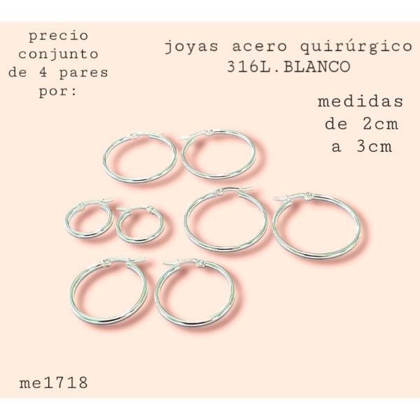 aros me1718.precio conjuntos de 4 pares surtidos sin elección.