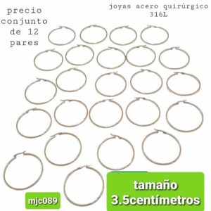 aros argollas mjc089/503.precio conjunto de 12 pares.(3.5cm)