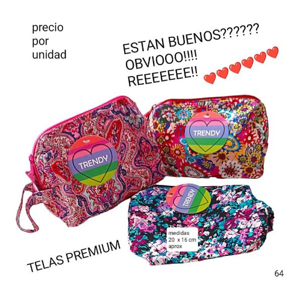 Portacosméticos.64.precio por unidad.colores surtidos sin elección