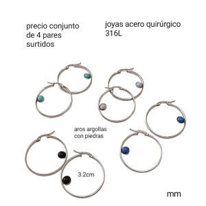 Aros mm.precio conjunto 4 pares surtidos sin elección