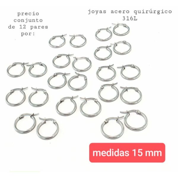 Argollas.15 mm.precio conjunto de 12 pares.