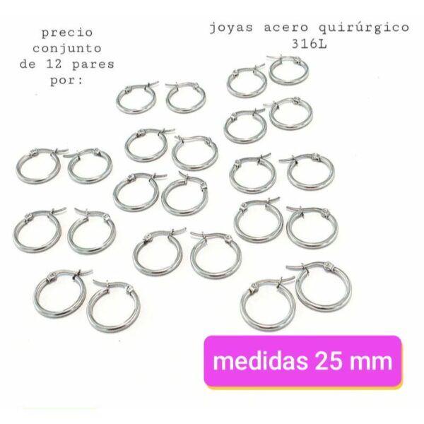 Argollas 25 mm.precio conjunto de 12 pares