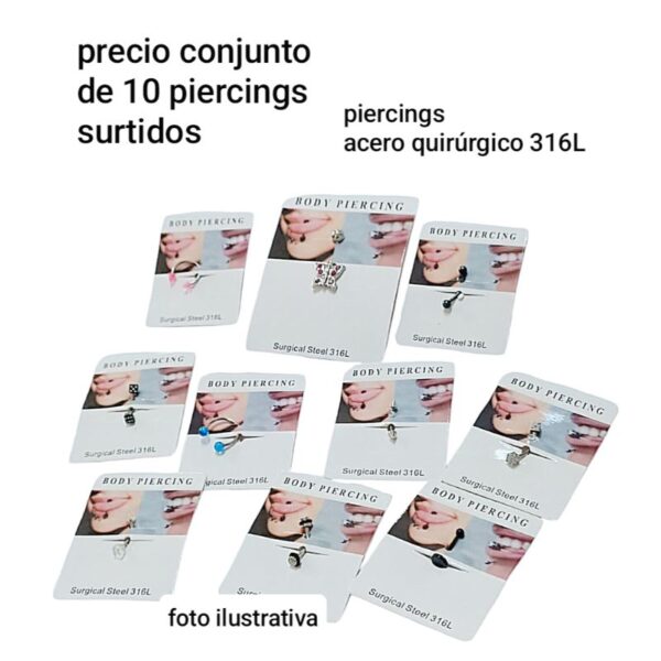 Precio conjunto de 10 piercings surtidos