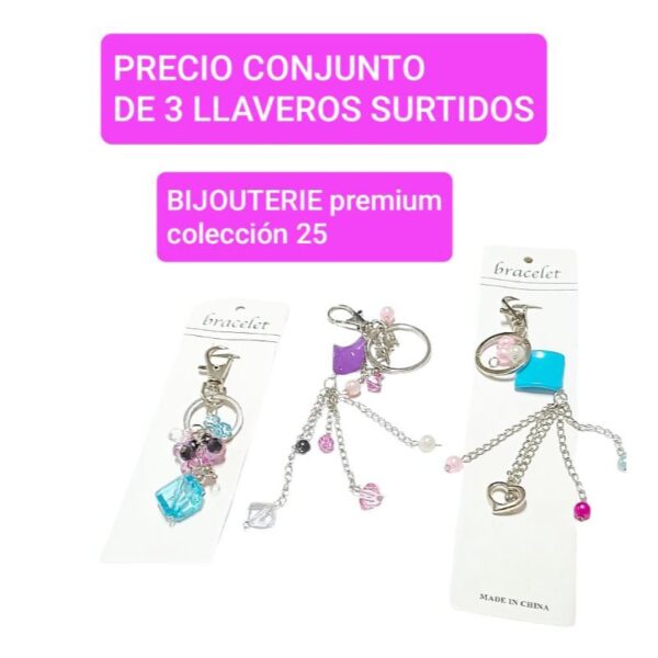 Precio conjunto de 3 llaveros Bijou surtidos