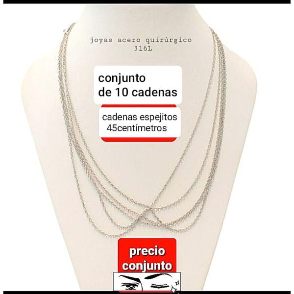 Conjunto 10 cadenas espejito  45 cm