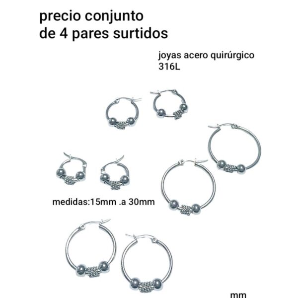 Aros mm.precio conjunto de 4 pares surtidos