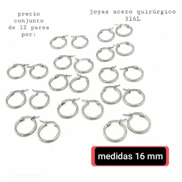 Argollas 16mm.precio conjunto de 12 pares