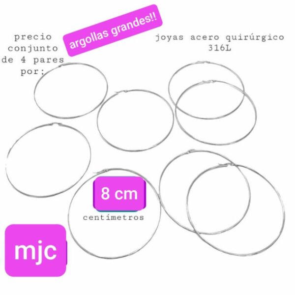 Argollas 8cm...precio conjunto de 4 pares