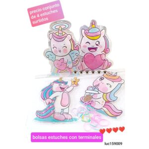 Terminales de trenzas en estuche unicornios. Conjunto de 4 unidades.