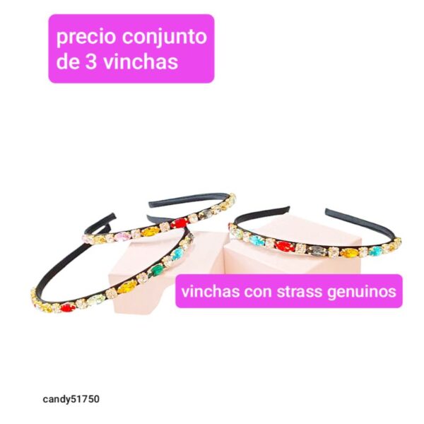 Candy51750.precio conjunto de 3 vinchas con strass