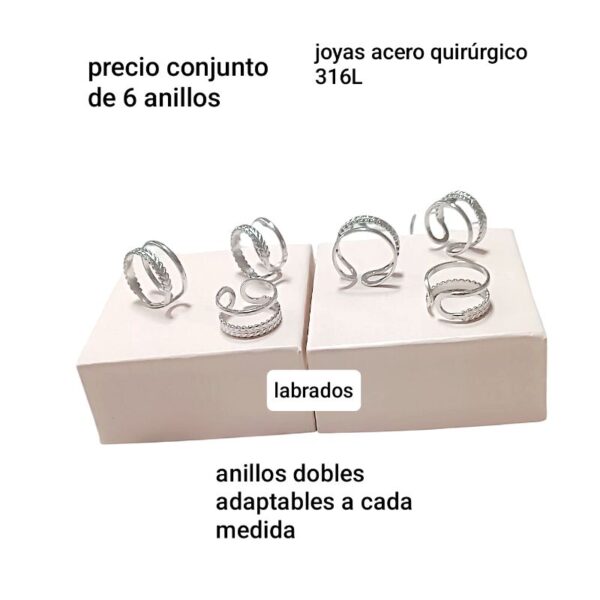 Precio conjunto de 6 anillos dobles