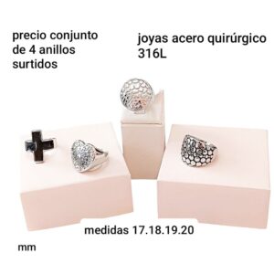 Precio conjunto de 4 anillos surtidos mm