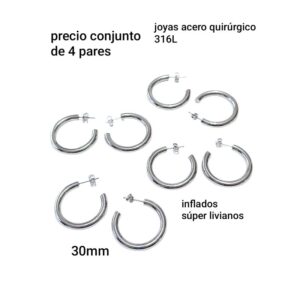 Aros argollas inflados mjc.precio 4 pares