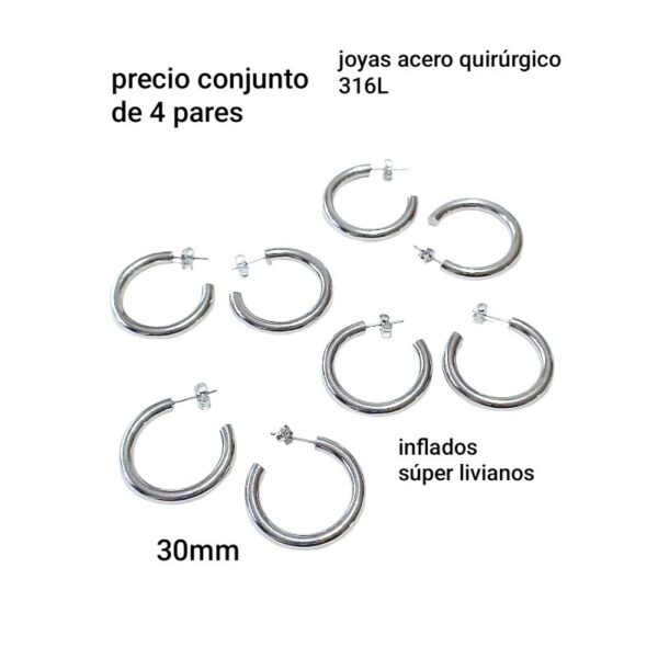 Aros argollas inflados mjc.precio 4 pares