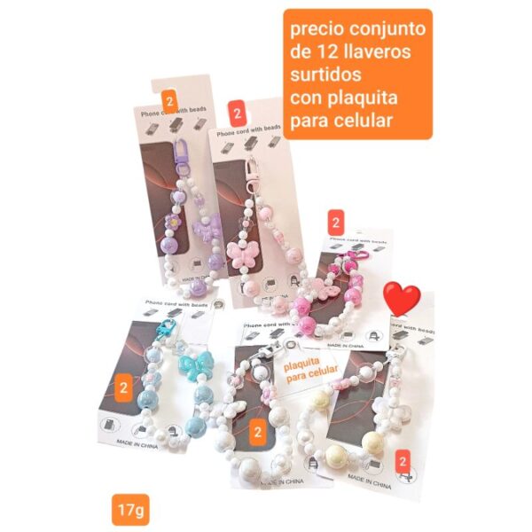 Precio conjunto de 12 llaveros surtidos.17G.