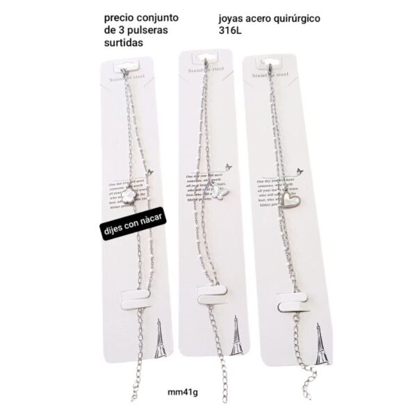Mm41g.precio conjunto de 3 pulseras surtidas