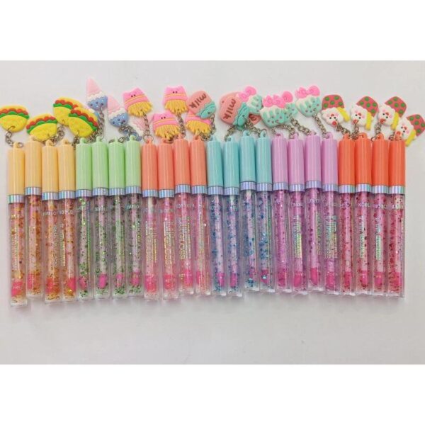 combo de 24  unidades de brillo labial con dijes ( surtidos de colores)