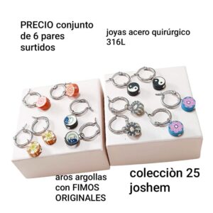 Aros fimo.precio conjunto de 6 pares surtidos