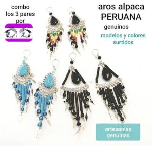Aros alpaca peruana .precio conjunto de 3 pares surtidos