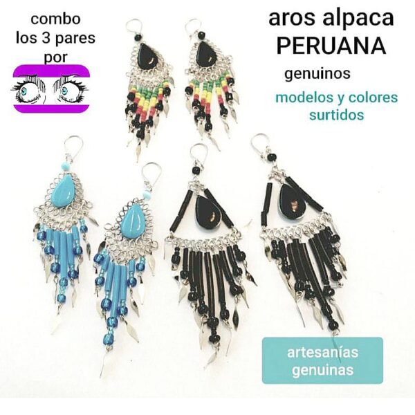 Aros alpaca peruana .precio conjunto de 3 pares surtidos