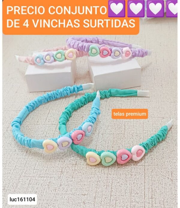 Luc161104.precio conjunto de 4 vinchas surtidas