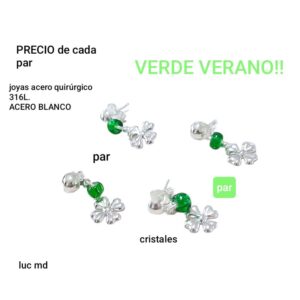 Aros verde verano precio de cada par