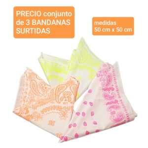PRECIO conjunto de 3 BANDANAS surtidas