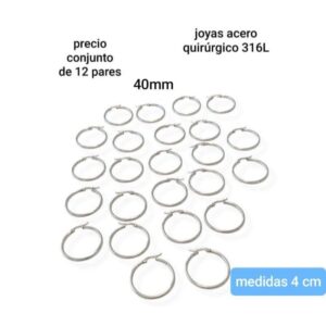 Aros 40 mm mjc.precio conjunto de 12 pares