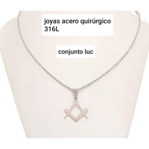 Conjunto luc.con dije símbolo masón