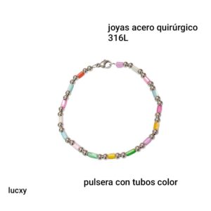 Pulsera lucxy.con tubos color