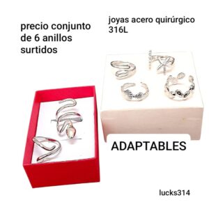 Lucks314.precio conjunto de 6 anillos surtidos