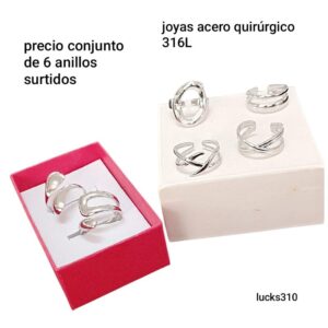 Lucks310.precio conjunto de 6 anillos surtidos