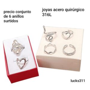 Lucks311.precio conjunto de 6 anillos surtidos
