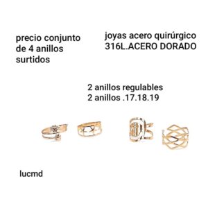 Lucmd.precio conjunto de 4 anillos surtidos