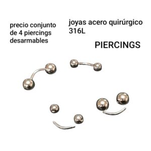 Precio conjunto de 4 piercings surtidos