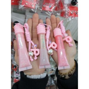 3 unidades de Brillo labial con glitter+ llavero Pink 21 ( surtidos de colores)
