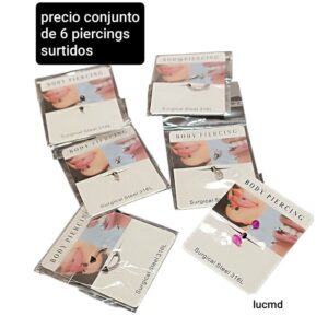 Lucmd.precio conjunto de 6 piercings surtidos