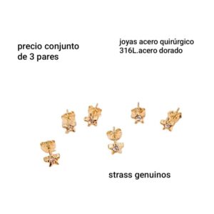Lucmd aros estrella con strass .precio conjunto 3 pares