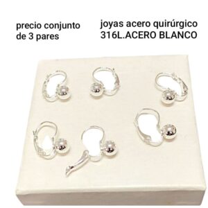 Lucxy.precio conjunto de 3 pares acero blanco