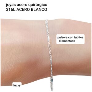 Lucxy pulsera con tubitos diamantada