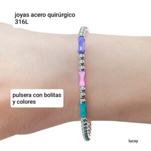 Lucxy.pulsera bolitas y color