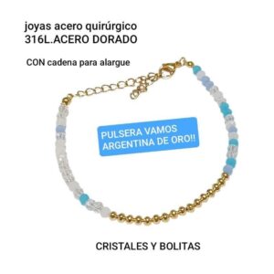 Pulsera LucD. Con cristales y bolitas.