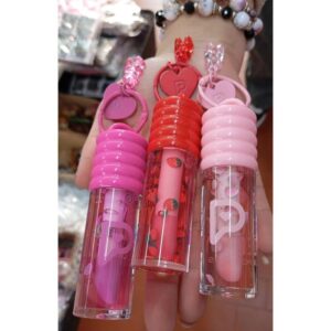 3 unidades de brillo labial frutal más llavero ( surtidos)