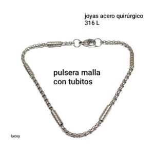 Lucxy.pulsera malla con tubitos