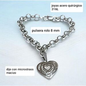 LucmD.pulsera rolo 8 mm con ❤️